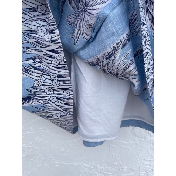 J Crew Womens Cotton Linen Tropical Palm Tree Pleated Mini Skirts Blue Sz 2 - Picture 6 of 9